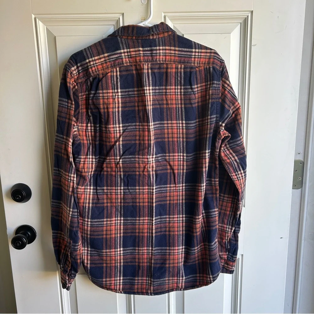 Sewn For J Crew Men's Plaid Flannel Button Down Size Medium Tall 100% Cotton